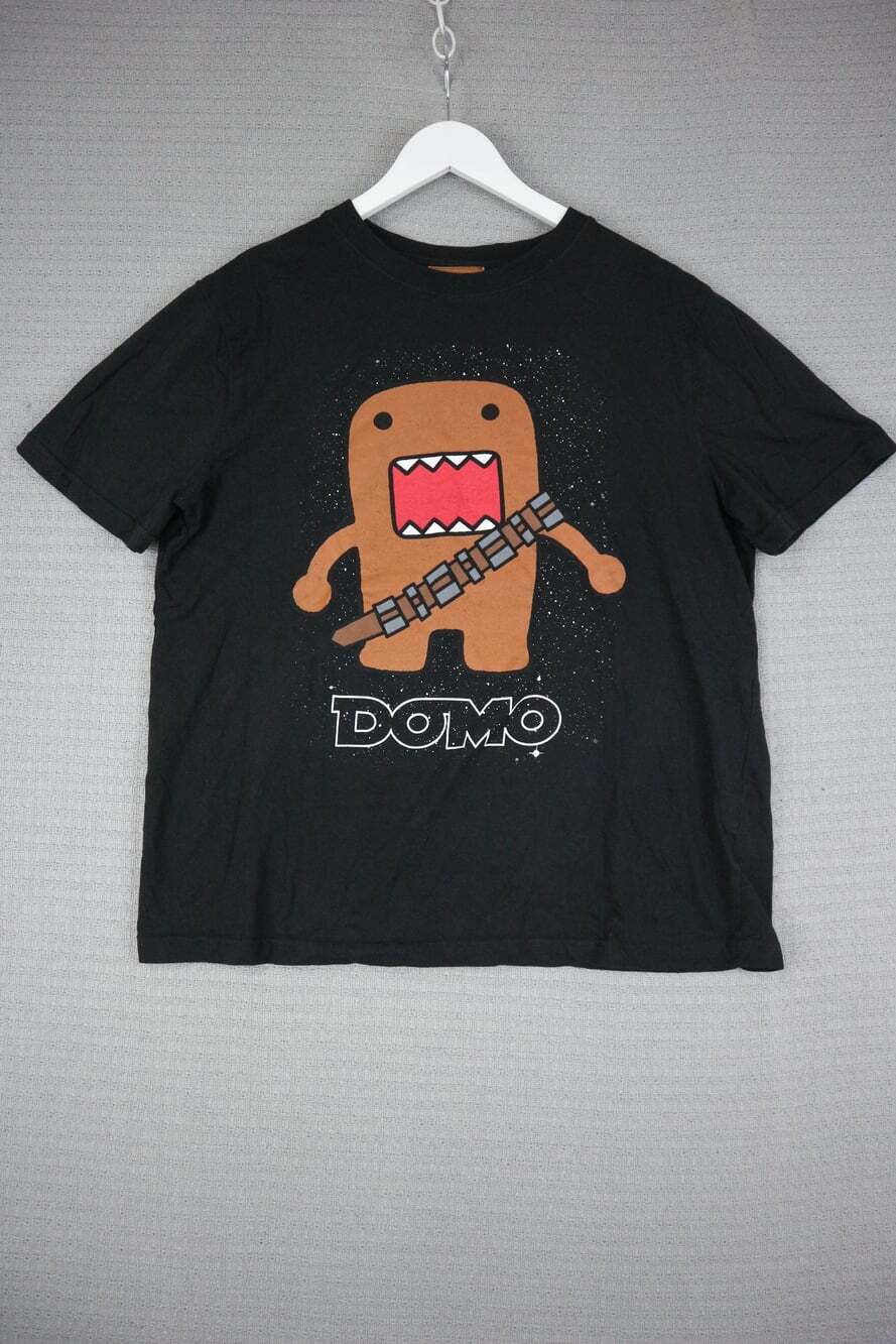 Domo Kun x Star Wars Chewbacca Graphic T-Shirt Vintage 2012 Black Cotton
